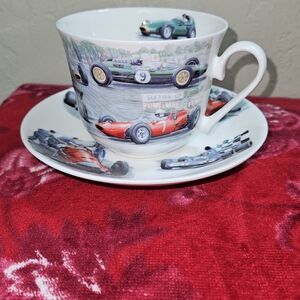 Roy Kirkham Racing Cars fine bone Porcelain Mug and Saucer.